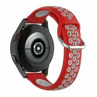Garmin Forerunner 55 / 70 / 165 / 170 / 245 / 570 (42mm) / 645 - Siliconen sportbandje met gesp - Rood + grijs van Watchbandjes-shop – productfoto