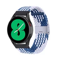 Garmin Venu 2 & 3 - Braided nylon bandje - Blauw / wit van Watchbandjes-shop – productfoto