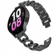 Garmin Venu 3s / Vivoactive 4s / Venu 2s / Vivomove 3s / Forerunner 255s / 265s - Metalen ketting band - Zwart van Watchbandjes-shop – productfoto