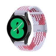 Garmin Venu / Sq / Sq2 / 2 plus - Braided nylon bandje - Wit / roze van Watchbandjes-shop – productfoto