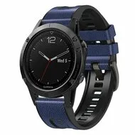 leer + siliconen bandje - Blauw - Garmin Tactix 8 - 51mm van Watchbandjes-shop – productfoto