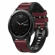 leer + siliconen bandje - Bordeaux - Garmin Quatix 8 - 47mm by Watchbandjes-shop – product photo