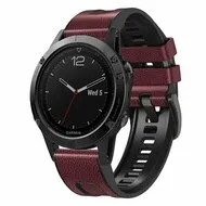 leer + siliconen bandje - Bordeaux - Garmin Tactix 8 - 51mm by Watchbandjes-shop – product photo