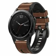 leer + siliconen bandje - Bruin - Garmin Instinct 3 - 50mm by Watchbandjes-shop – product photo