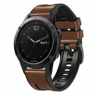 leer + siliconen bandje - Bruin - Garmin Tactix 8 - 47mm by Watchbandjes-shop – product photo