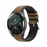 leer + siliconen bandje - Bruin - Huawei Watch 5 - 46mm by Watchbandjes-shop – product photo
