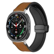 Leer + siliconen bandje - Bruin - Samsung Galaxy Watch 8 - 40mm / 44mm van Watchbandjes-shop – productfoto