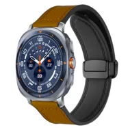 Leer + siliconen bandje - Bruin - Samsung Galaxy Watch Ultra / Ultra 2 - 47mm by Watchbandjes-shop – product photo