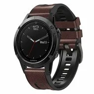 leer + siliconen bandje - Donkerbruin - Garmin Quatix 8 - 51mm by Watchbandjes-shop – product photo