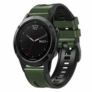 leer + siliconen bandje - Groen - Garmin Tactix 8 - 47mm van Watchbandjes-shop – productfoto