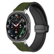 Leer + siliconen bandje - Groen - Samsung Galaxy Watch 8 Classic - 46mm van Watchbandjes-shop – productfoto
