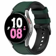 leer + siliconen bandje - Maat: large - Donkergroen - Samsung Galaxy Watch 5 (Pro) - 40mm / 44mm / 45mm by Watchbandjes-shop – product photo