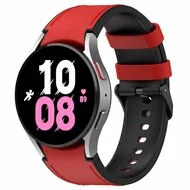 leer + siliconen bandje - Maat: large - Rood - Samsung Galaxy Watch 4 - 40mm & 44mm by Watchbandjes-shop – product photo