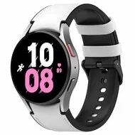 leer + siliconen bandje - Maat: large - Wit - Samsung Galaxy Watch 5 (Pro) - 40mm / 44mm / 45mm van Watchbandjes-shop – productfoto
