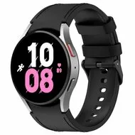 leer + siliconen bandje - Maat: large - Zwart - Samsung Galaxy Watch 6 - 40mm & 44mm van Watchbandjes-shop – productfoto