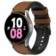 leer + siliconen bandje - Maat: small - Bruin - Samsung Galaxy Watch 6 - 40mm & 44mm by Watchbandjes-shop – product photo