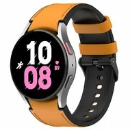 leer + siliconen bandje - Maat: small - Oker - Samsung Galaxy Watch 4 Classic - 42mm & 46mm by Watchbandjes-shop – product photo