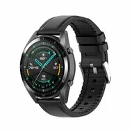 leer + siliconen bandje - Zwart - Huawei Watch 4 (pro) / 3 (pro) / Ultimate / Ultimate 2 van Watchbandjes-shop – productfoto