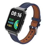 Leren band met case - Donkerblauw - Xiaomi Redmi Watch 2 (Lite) by Watchbandjes-shop – product photo
