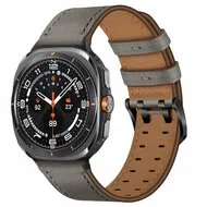 Leren band met twin gesp - Grijs - Samsung Galaxy Watch 8 Classic - 46mm by Watchbandjes-shop – product photo