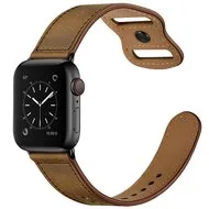Leren bandje dubbele lus - Gemeleerd bruin - Geschikt voor Apple Watch 44mm / 45mm / 46mm / 49mm by Watchbandjes-shop – product photo