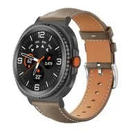 Leren bandje met zwarte connector - Grijsbruin - Samsung Galaxy Watch 8 - 40mm / 44mm by Watchbandjes-shop – product photo