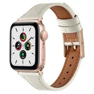 Leren bandje - Room wit - Geschikt voor Apple Watch 38mm / 40mm / 41mm / 42mm van Watchbandjes-shop – productfoto