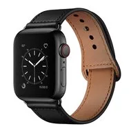 Leren bandje - Zwart - Geschikt voor Apple Watch 38mm / 40mm / 41mm / 42mm de Watchbandjes-shop – photo produit