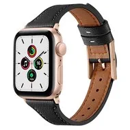 Leren bandje - Zwart - Geschikt voor Apple Watch 44mm / 45mm / 46mm / 49mm by Watchbandjes-shop – product photo