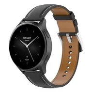 Luxe leren bandje - Zwart - Xiaomi Mi Watch / Xiaomi Watch 2 / Xiaomi Watch S1 / S2 / S3 / S4 (47mm) van Watchbandjes-shop – productfoto