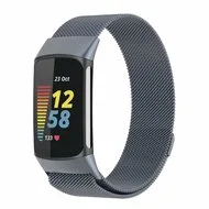 Milanese bandje - Grijs - Geschikt voor FitBit Charge 5 by Watchbandjes-shop – product photo