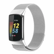 Milanese bandje - Zilver - Geschikt voor FitBit Charge 5 fra Watchbandjes-shop – produktbillede