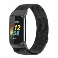 Milanese bandje - Zwart - Geschikt voor Fitbit Charge 5 de Watchbandjes-shop – photo produit
