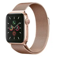 Milanese RVS bandje - Champagne goud - Geschikt voor Apple Watch 38mm / 40mm / 41mm / 42mm by Watchbandjes-shop – product photo