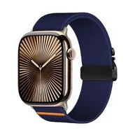Nylon bandje met Parachute sluiting - Donkerblauw - Geschikt voor Apple Watch 44mm / 45mm / 46mm / 49mm van Watchbandjes-shop – productfoto