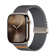 Nylon bandje met Parachute sluiting - Donkergrijs - Geschikt voor Apple Watch 44mm / 45mm / 46mm / 49mm by Watchbandjes-shop – product photo