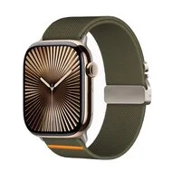 Nylon bandje met Parachute sluiting - Donkergroen - Geschikt voor Apple Watch 44mm / 45mm / 46mm / 49mm by Watchbandjes-shop – product photo