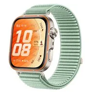 Nylon ribbelbandje - Mintgroen - Huawei Watch Fit 5 / 4 / 3 van Watchbandjes-shop – productfoto