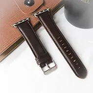 Retro leren bandje - Donkerbruin - Geschikt voor Apple Watch 38mm / 40mm / 41mm / 42mm by Watchbandjes-shop – product photo