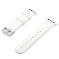 Rubberen sportbandje met gesp - Wit - Geschikt voor Apple Watch 38mm / 40mm / 41mm / 42mm van Watchbandjes-shop – productfoto