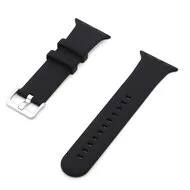 Rubberen sportbandje met gesp - Zwart - Geschikt voor Apple Watch 44mm / 45mm / 46mm / 49mm by Watchbandjes-shop – product photo