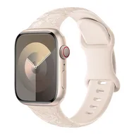 Siliconen bandje Rozen Print - Starlight / sterrenlicht - Geschikt voor Apple Watch 44mm / 45mm / 46mm / 49mm van Watchbandjes-shop – productfoto