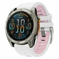 Siliconen bandje - Wit met roze - Garmin Fenix 9 / 9 pro - 43mm van Watchbandjes-shop – productfoto