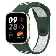 Siliconen sportband - Donkergroen met wit - Xiaomi Redmi Watch 3 by Watchbandjes-shop – product photo