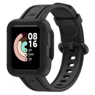 Siliconen sportband met case - Zwart - Xiaomi Redmi Watch 2 (Lite) van Watchbandjes-shop – productfoto