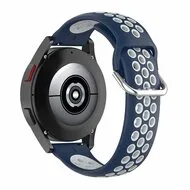 Siliconen sportbandje met gesp - Donkerblauw + wit - Garmin Vivoactive 6 / Vivoactive 5 / Vivoactive 3 van Watchbandjes-shop – productfoto