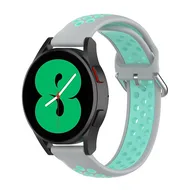 Siliconen sportbandje met gesp - Grijs + turquoise - Samsung Galaxy Watch 4 - 40mm / 44mm van Watchbandjes-shop – productfoto