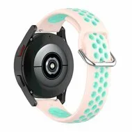 Siliconen sportbandje met gesp - Roze + turquoise - Garmin Vivoactive 6 / Vivoactive 5 / Vivoactive 3 van Watchbandjes-shop – productfoto