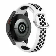Siliconen sportbandje met gesp - Wit + zwart - Huawei Watch 5 - 46mm by Watchbandjes-shop – product photo