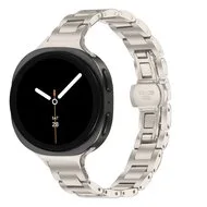 Slim fit stalen schakelband - Sterrenlicht - Samsung Galaxy Watch 8 - 40mm / 44mm van Watchbandjes-shop – productfoto